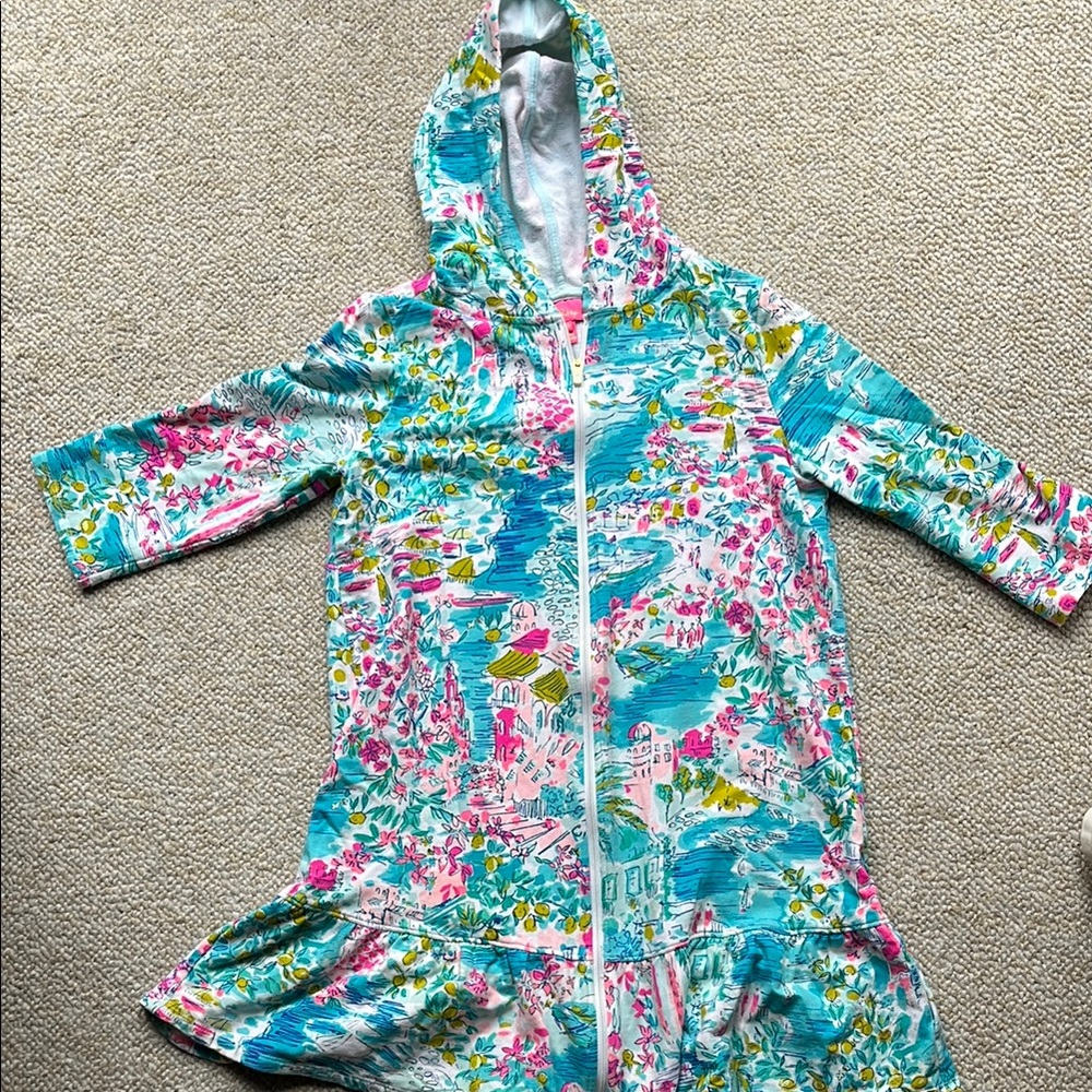 Lilly Pulitzer zip-up coverup with hood, girl's XL (12-14)